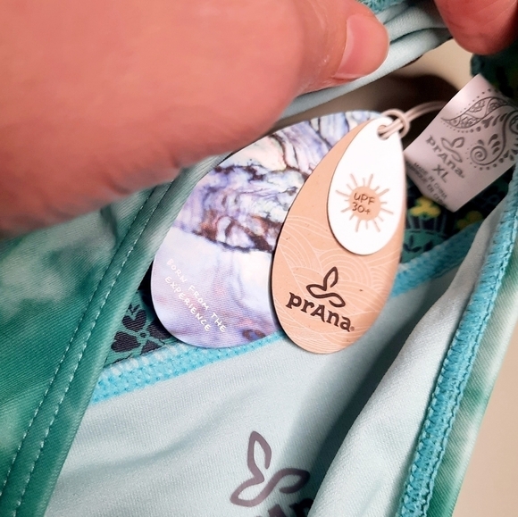 PRANA Turquoise Green Tie Dye Ramba Standard Rise Bikini Bottom XL NWT - Picture 5 of 6